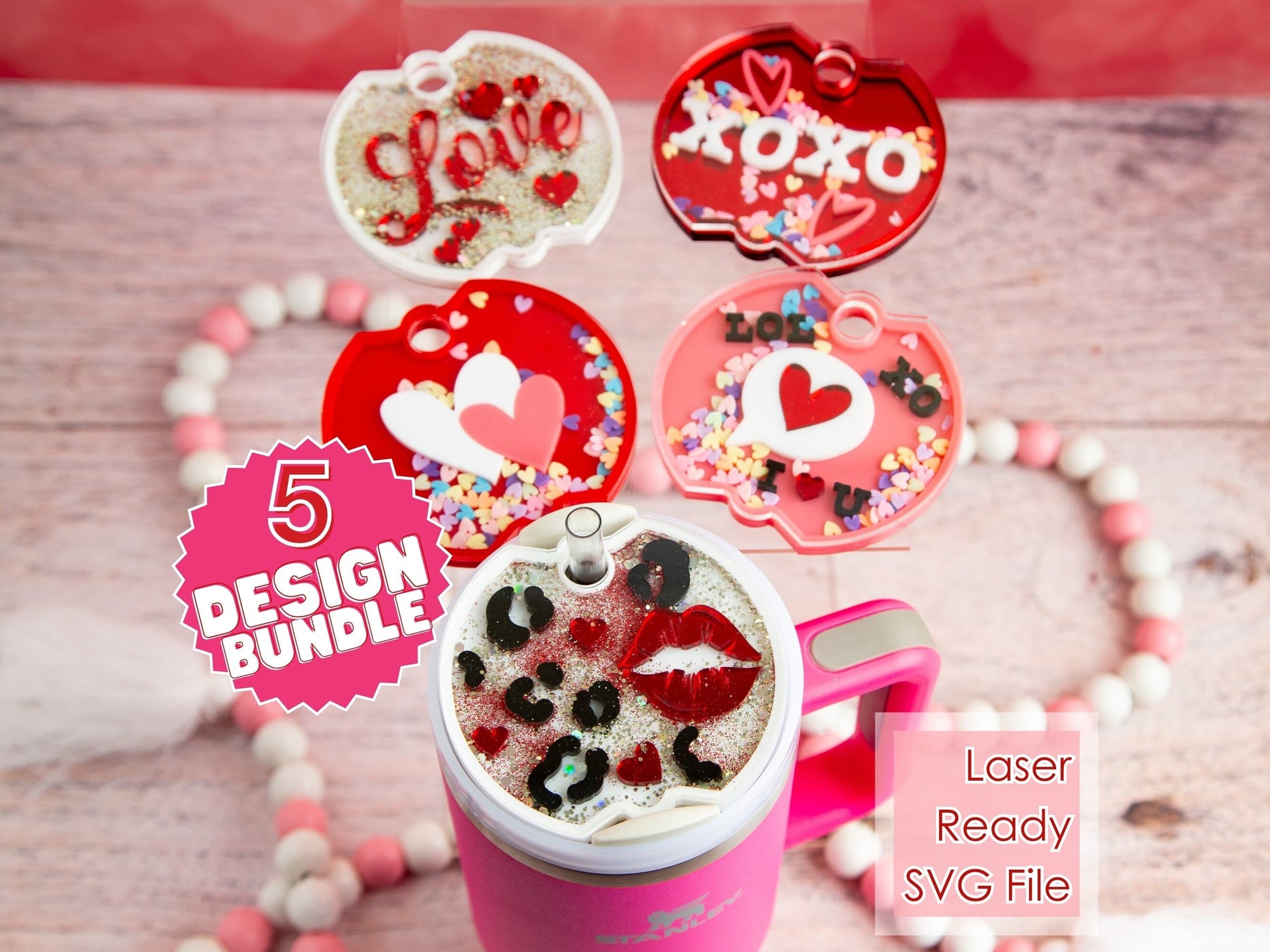 Stanley Tumbler Shaker Topper SVG, Valentines Cup Accessories (Digital Download)
