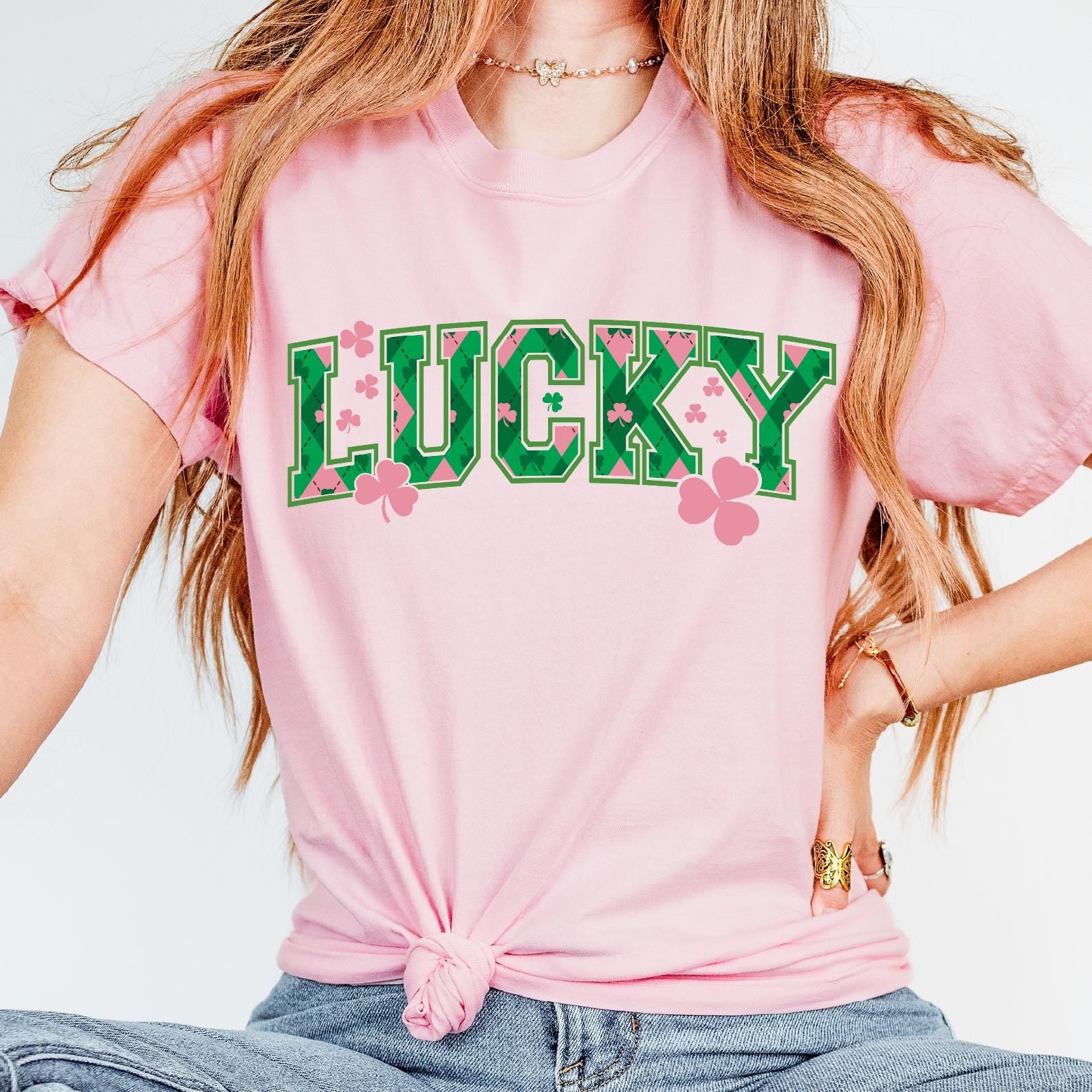 Lucky Shamrock PNG, Coquette St Patrick's Day Design (Digital Download)
