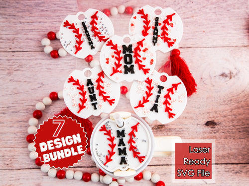 Baseball, 40 oz Stanley Quencher H2.0 Tumbler Shaker Bundle, DIGITAL DOWNLOAD - SVG Cut File Bundle. Tag for Stanley Lid, Cup Accessories