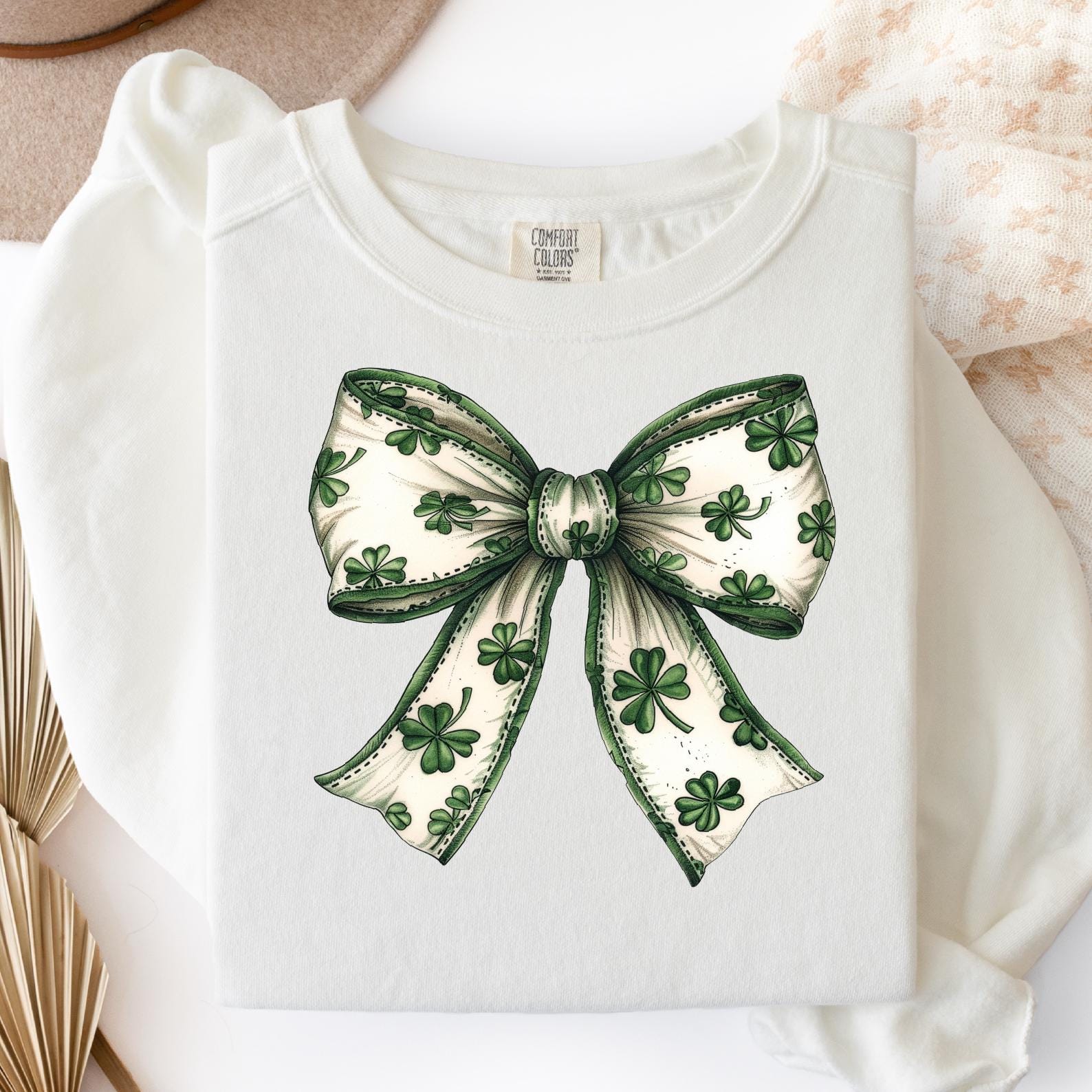 Lucky Shamrock PNG, Coquette St Patrick's Day Design (Digital Download)