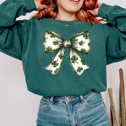 Lucky Shamrock PNG, Coquette St Patrick's Day Design (Digital Download)